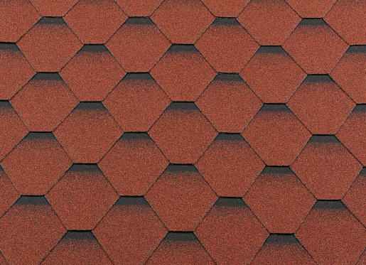 Гибкая черепица RoofShield Премиум Стандарт Кирпично-красный с оттенением 1000 мм x 317 мм