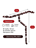 Комплект водосточной системы Grand Line Классика 120х90 мм для карниза 9 м, Шоколадный RAL 8017
